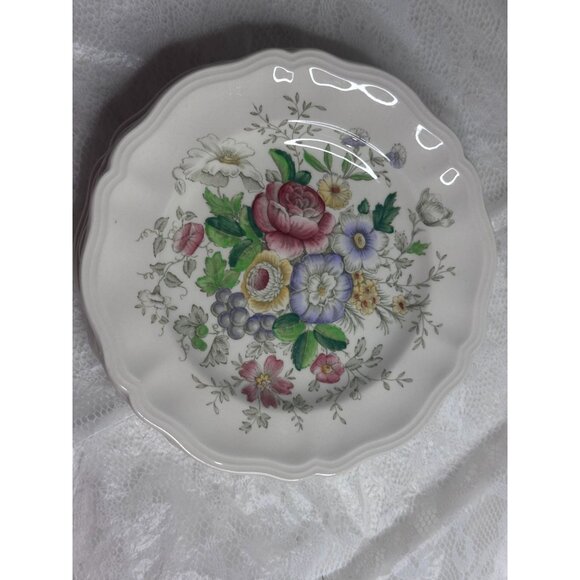 Royal Doulton Malvern Salad bread Dessert Plate Hand Colored Transfer Bouquet - Picture 1 of 9